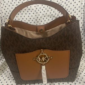 Michael Kors Amy Brown/Acorn Logo Shoulder Bag